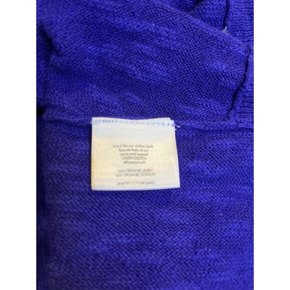 Eileen Fisher Organic Linen Cotton Knit Top XL Blue Short Sleeve Blouse VGUC - Picture 7 of 8